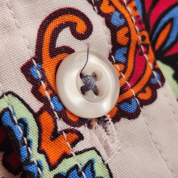 Cremieux Shirt L White Red Paisley Cotton Short Sleeve Button Down Casual New$60 - Picture 6 of 10